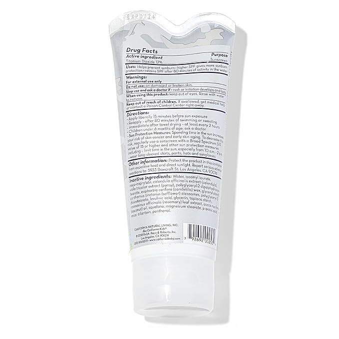 California Kids Super Sensitive SPF 30+ Sunscreen Lotion | Broad Spectrum | Titanium Dioxide | Unscented Hypoallergenic Mineral Sunscreen | Kids Sunscreen With Tint | 82 g / 2.9 oz.