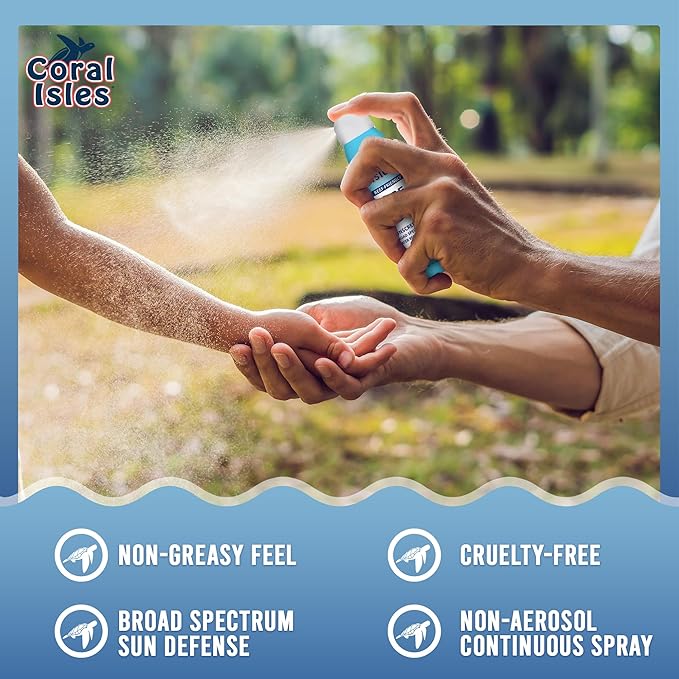 Reef Safe Sunscreen Spray SPF 50 - Broad Spectrum UVA/UVB Protection - Octinoxate & Oxybenzone Free - Hawaii Compliant - Non-Greasy, Fragrance Free - Water Resistant - 6 Fl Oz 3 pack