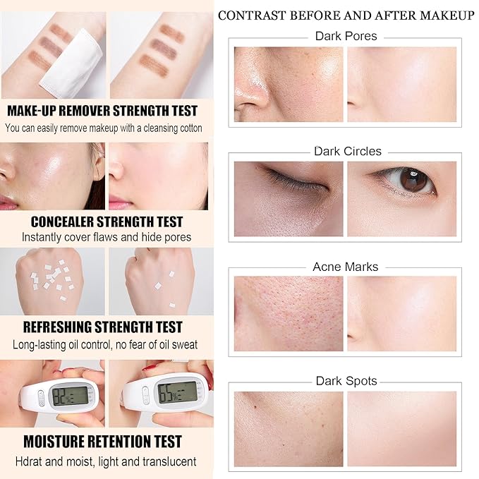 Flawless Liquid Coverage Foundation Long-Lasting Makeup Base Moisturizing Non-greasy Poreless Liquid Concealer Foundation For All Skin, Easy To Push Away, Matte Finish, Balanced Skin Color(01#)