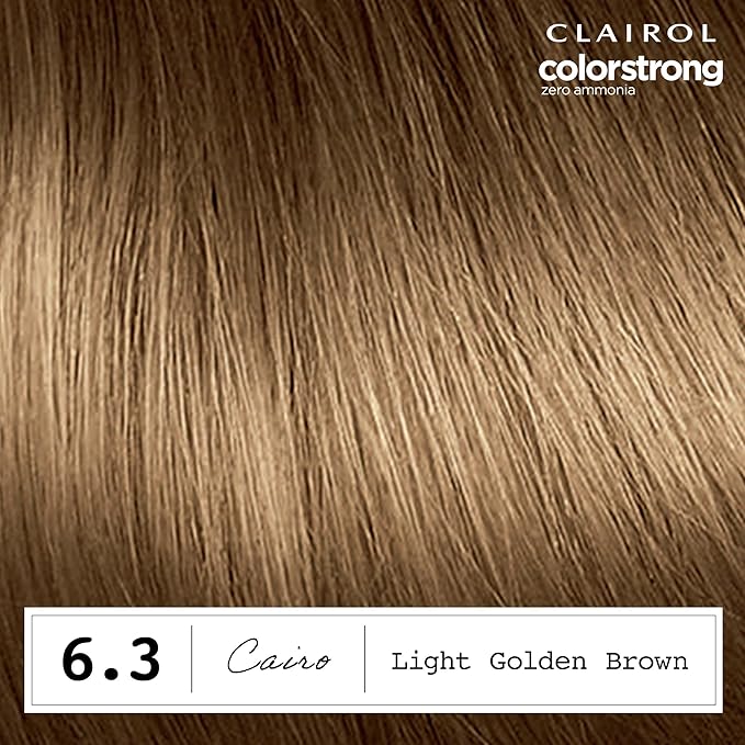 Clairol ColorStrong Permanent Zero Ammonia Hair Dye, 6.3 Light Golden Brown - Cairo Hair Color, Pack of 1