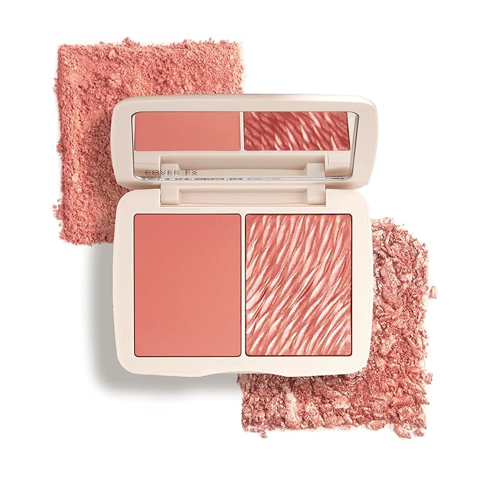 COVER FX Monochromatic Powder Blush Duo - Pink Dahlia: Soft Pink - Matte + Shimmer Finish - Create Custom, High Impact Color