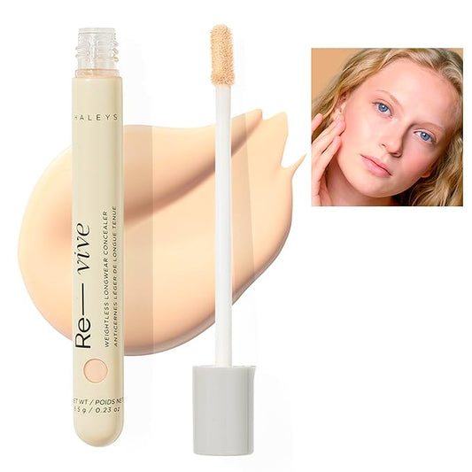 HALEYS Weightless Longwear Concealer (Fair - Neutral), Re-vive, Medium to Full Coverage, Gripping, Fast-setting, All-Day Wear, Spot Concealing, Brightens, Streak-free, Light-diffusing, V+CF