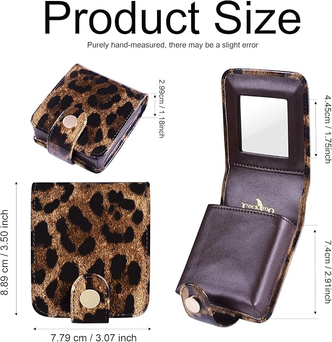 Cockatoo Leather Lipstick Case with Mirror, Women's Portable Lipstick Pouch Travel Cosmetic Bag Can Be Put in Wallet Mini Cosmetic Bag Lipstick Pouch (Bright Red)