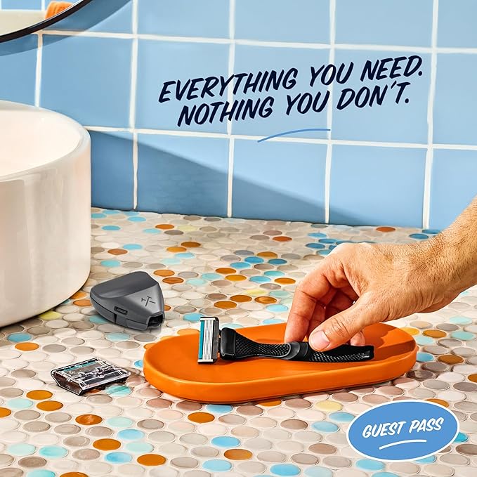 Dollar Shave Club | The Guest Pass Shave Set | 2 Extra Close Refill Cartridges, 1 Handle (Black), 1 Razor Cover