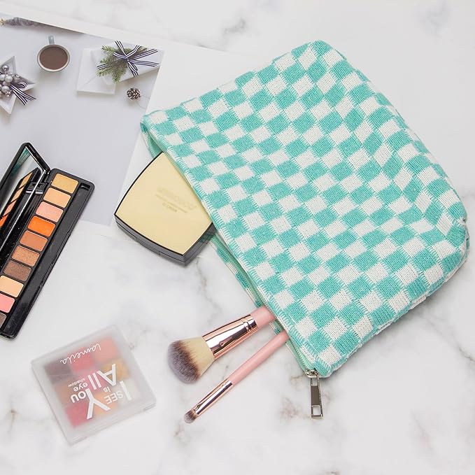 Pazimiik knitted checkered makeup bag