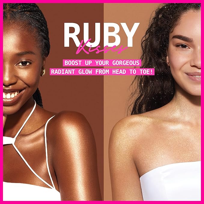 Ruby Kisses Radiant Drops, Shimmer Liquid Highlighter Makeup, Skin (CHAMPANGE)