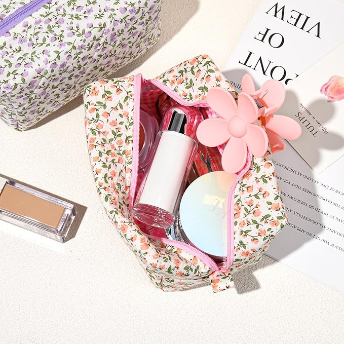 Soidram quilted makeup bag floral