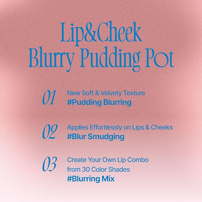 Lip&Cheek Blurry Pudding Pot | Faded Moment - Faded | Makeup Blush, Buildable Lightweight, Multi-Use Soft Matte Finish | 5g