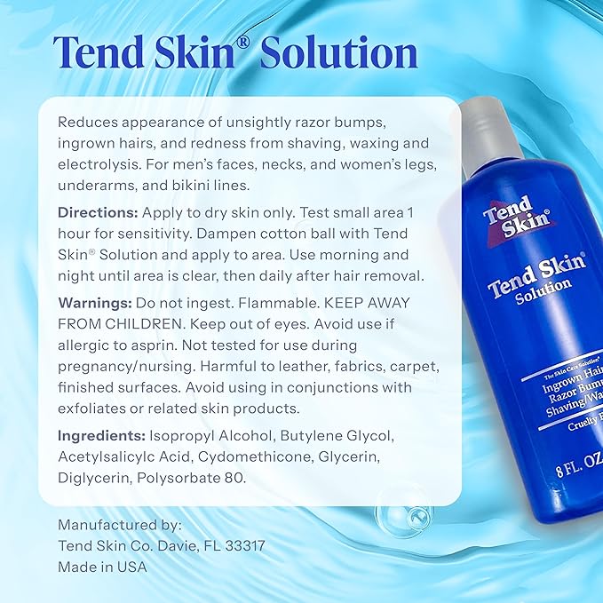 Tend Skin Razor Bump, Ingrown Hair Solution for Unsightly Razor Bumps, Ingrown Hair and Razor Burns, Post Shaving and Waxing Toner for Men and Women, Made in USA, 8 Oz