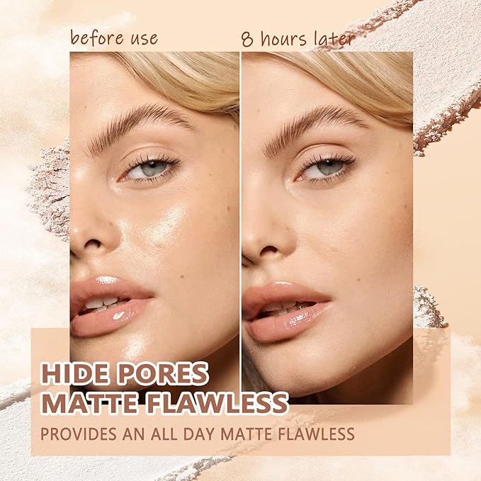 Oil Control Face Pressed Powder,Matte Smooth Flawless Setting 0.35Oz