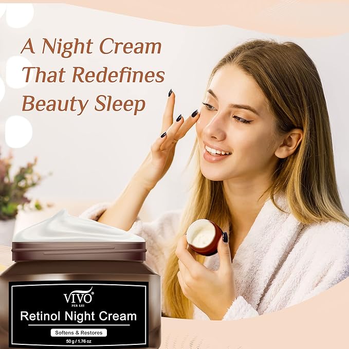 Vivo Per Lei Retinol Night Cream - Retinol Cream for Face - Anti Aging Moisturizer for Women - 1.76 Oz.