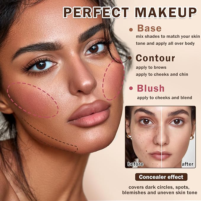 12 Colors Cream Blush Palette Cream Concealer Foundation Palette,Natural Matte Face Makeup Palette with Brush