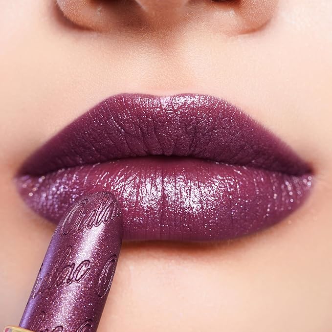 Oulac Purple Lipstick for Women with Metallic 3D Shine Lightweight Hydrating Formula, High Impact Lip Color, Vegan & Gluten Free Beauty, Full Coverage Lip Makeup, Virtual Violet(22)