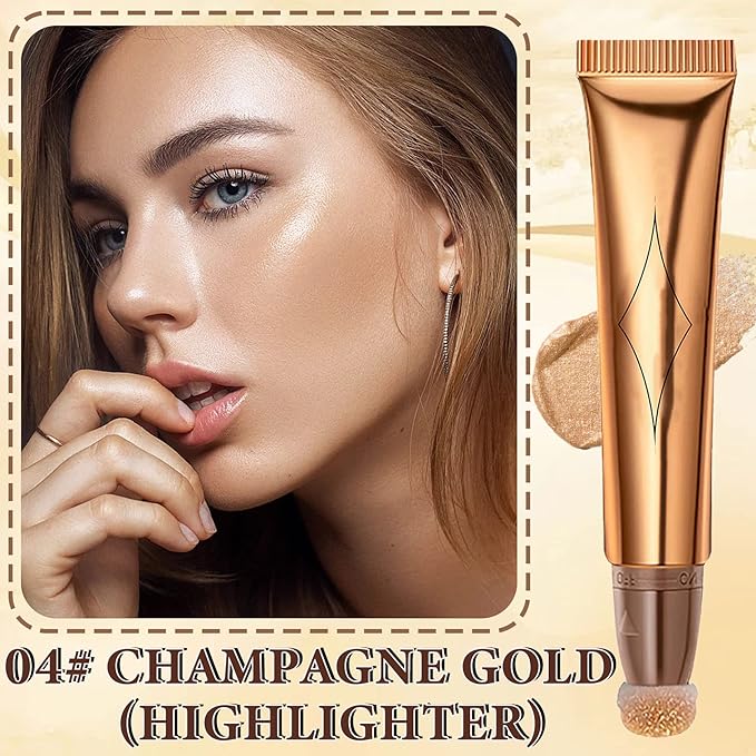 Liquid Contour Beauty Wand,Stick with Cushion Applicator,Cream Contour,Long gloss stick