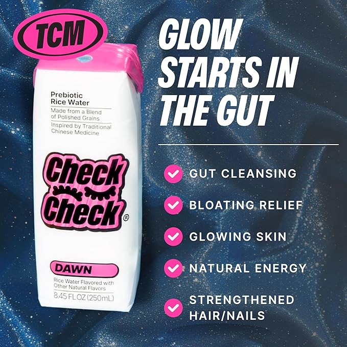 CheckCheck Prebiotic Rice Water, Dawn and Dusk Variety, 12 Pack, 8.45 Fl Oz Bottles (12 Pack, Dawn)
