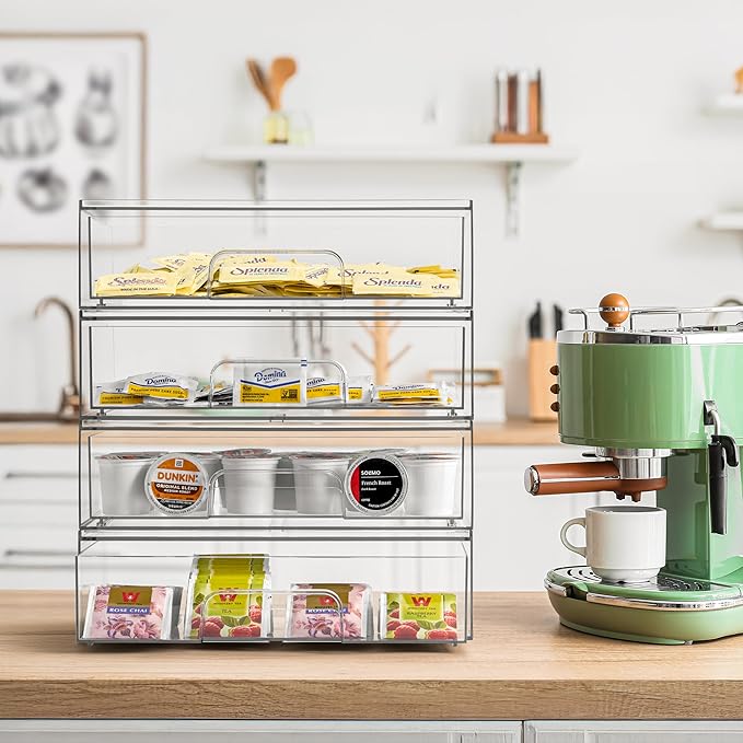 Sorbus Acrylic Storage Containers - 2 Pack, Stackable Storage Bins Set for Bathroom Organization - Clear Acrylic Drawer Organizers - Makeup Case Pull-Out Drawers (12.1’’ Wide)