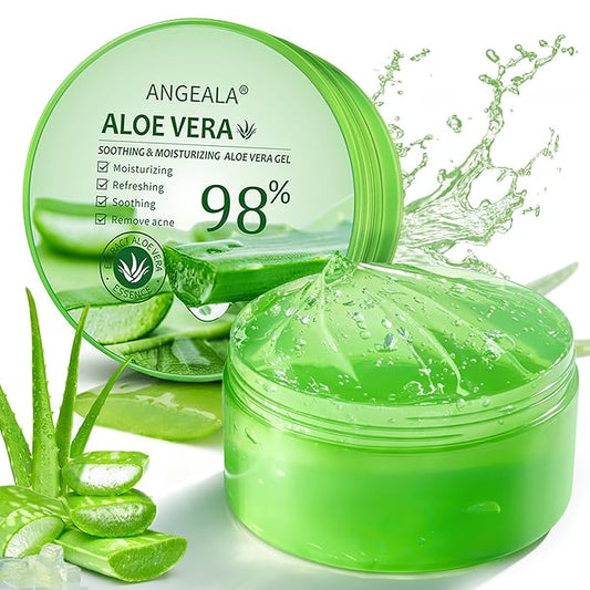 Organic Aloe Vera Gel for Face & Body Made within 12 Hours of Harvest, 98% Pure Aloe Vera Gel for Skin, Scalp, & Hair, Soothing Aloe Face Moisturizer,Multipurpose Skin Care（10oz）