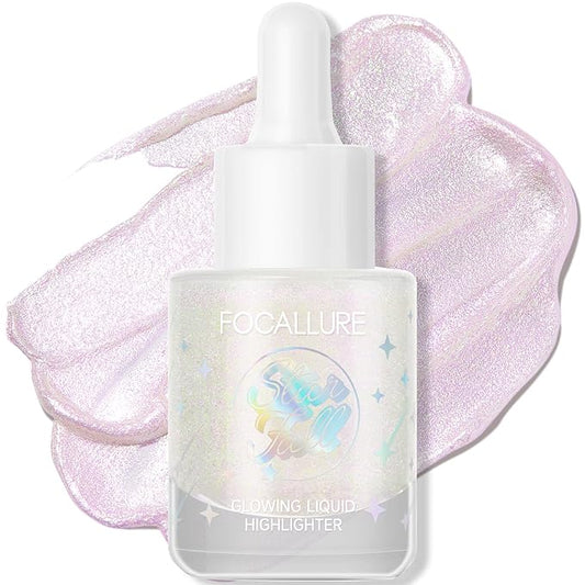 FOCALLURE Starfall Glowing Liquid Highlighter, Shimmering Body Oil, Non-Sticky Shimmer Liquid Luminizer, Non-Greasy, Face & Body Glitter Makeup for Costumes, Cosplay, Rave Festival, MADAMA BUTTERFLY