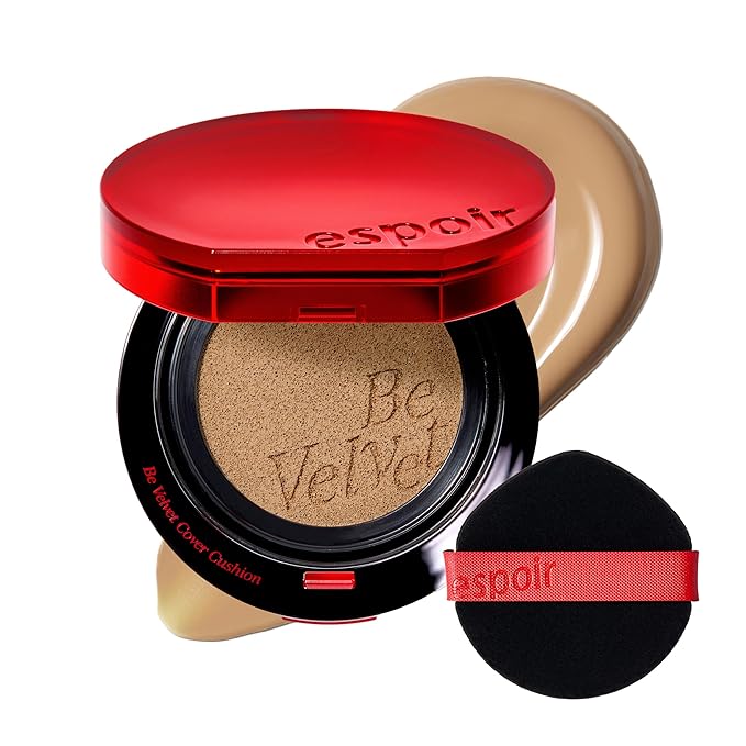 espoir [NEW] Be Velvet Cushion Foundation | Quick and Easy Coverage with Long-lasting Color by Zero Oxidation (#28.5 Ginger Olive, 0.46 Ounce (Pack of 1))