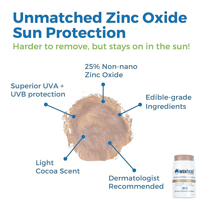 Waxhead Tinted Zinc Stick - Truly Reef Safe Sunscreen, Mineral Sunscreen Face Sunscreen Stick Zinc Oxide Sunscreen, Tinted Zinc Sunscreen Stick Face, Zinc Concealer Stick, Surf Sunscreen Biodegradable