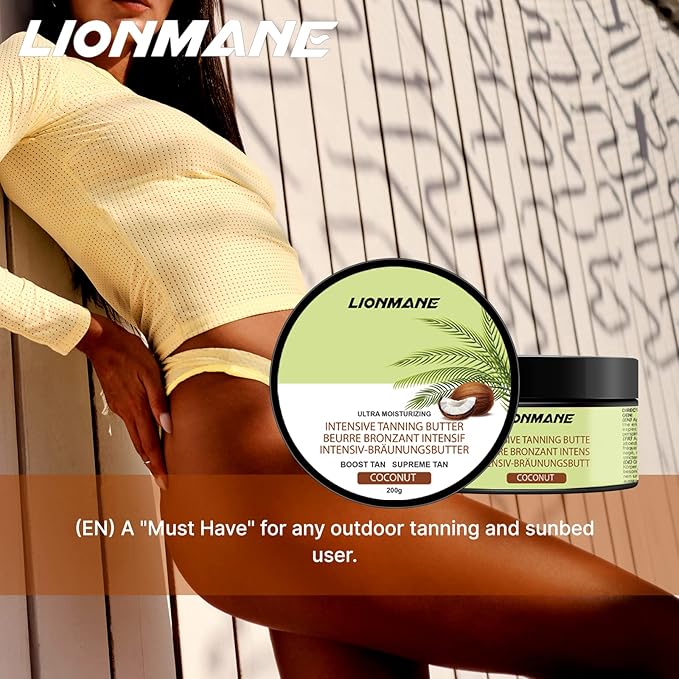 Tanning Lotion, Accelerator Tanning Cream Self Tanner Gel for Outdoor & Indoor Skin Tanning SunBeds, Intensive Powerful Tan-boosting Butter, Achieve Brown Natural Tan Skin,200g (Coconut)