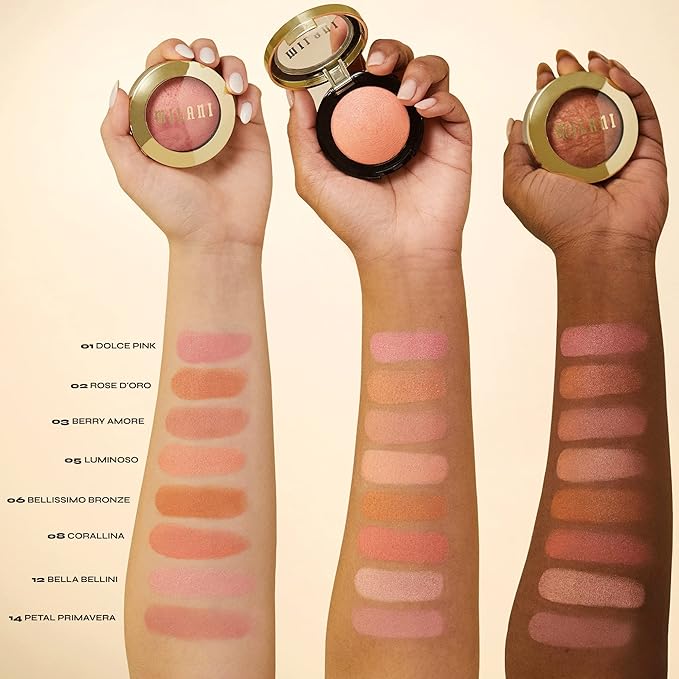 Milani Baked Blush, Powder Blush for Cheeks, Cruelty Free Makeup - Shape, Contour & Highlight Face for a Shimmery or Matte Finish -Petal Primavera