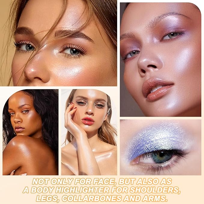 Boobeen Highlighter Makeup Palette, Long Lasting Glow Shimmer Illuminator Contour Powder for Face Radiant Glow