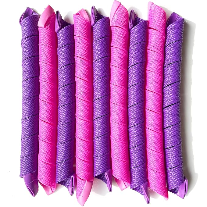 Aimin 50pcs Spiral Heatless Hair Curlers For Long Hair, 22Inch No Heat Curlers Kit With 6pcs Styling Hooks (purple-pink)