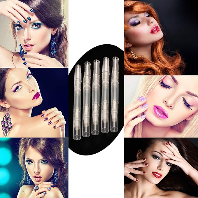 12 Pack 3 ml Transparent Twist Pens, Empty Nail Oil Pen with Brush Tip, Cosmetic Lip Gloss Container Applicators Eyelash Growth Liquid Tube (12x)