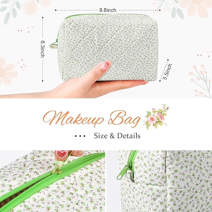Soidram floral makeup bag quilted