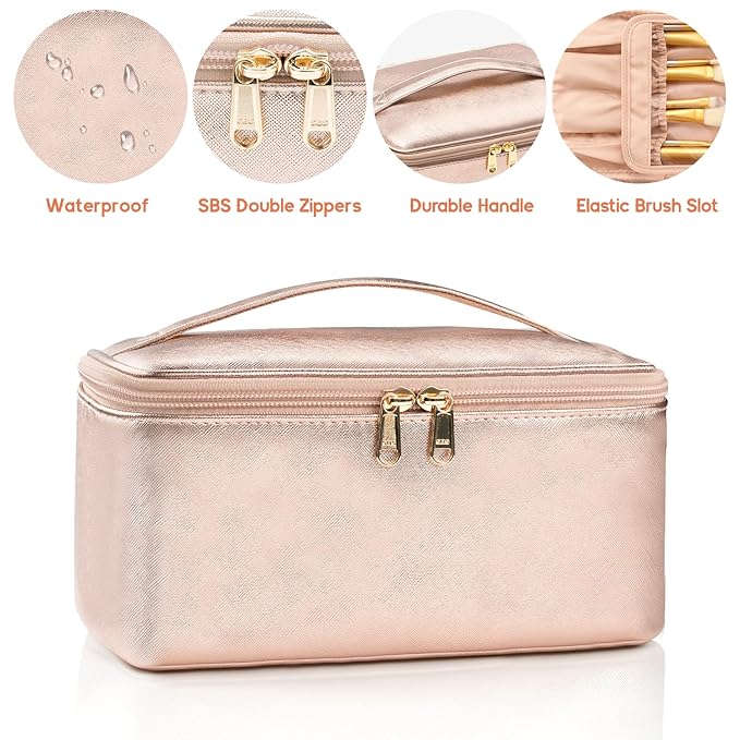 Ocheal rose gold makeup bag,travel