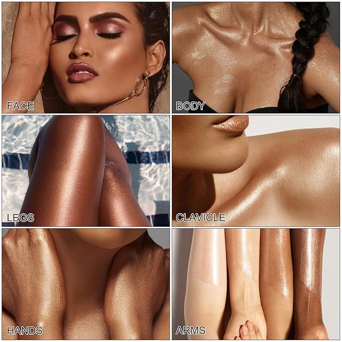 Shimmer Body Oil Waterproof Body Luminizer Bronze, Face Makeup Glow