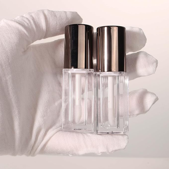 COSIDEA 20pcs 5ml Square empty lip gloss tubes bulk with wand unique rectangular lipgloss tube with round cap
