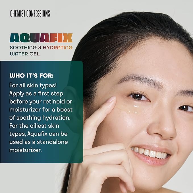 Chemist Confessions Aquafix Hydrating Water Gel - Moisturizing, Oil-Free Facial Water Gel - Face Moisturizer for Intense Hydration & Skin Barrier Repair - 1.75 Fl oz