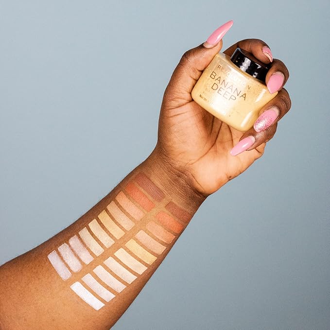 Revolution Beauty, Loose Baking Powder, Makeup Setting Powder, Long Lasting Coverage, Mattifies & Reduces Shine, Banana Deep, 1.13 Oz