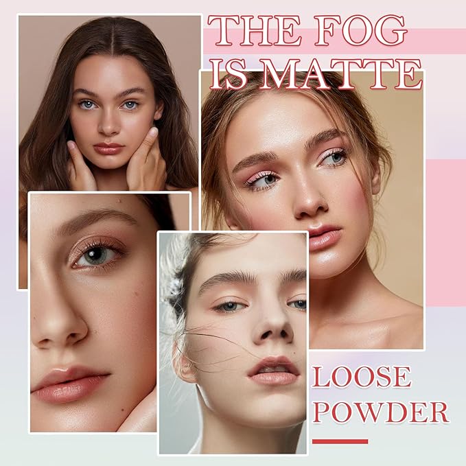 3PCS Loose Setting Powder Set,Lightweight Long Lasting Oil Control Loose Face Powder,Translucent Matte Drying Finishing Setting Powder for All Skin Types