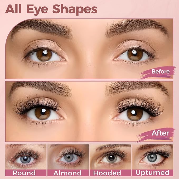 Fluffy Wispy Eyelashes 7 Pairs Natural Look Faux Mink Strip lashes, Lightweight D Curl Cat Eye Fake Lashes for Daily Wear, Reusable Eye Makeup Set