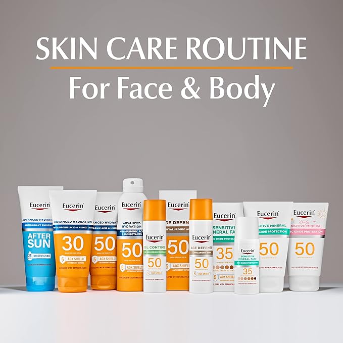 Eucerin Sun Advanced Hydration SPF 30 Sunscreen Lotion, Lightweight Sunscreen with Hyaluronic Acid, Hypoallergenic, Fragrance Free, 5 Fl Oz Tube