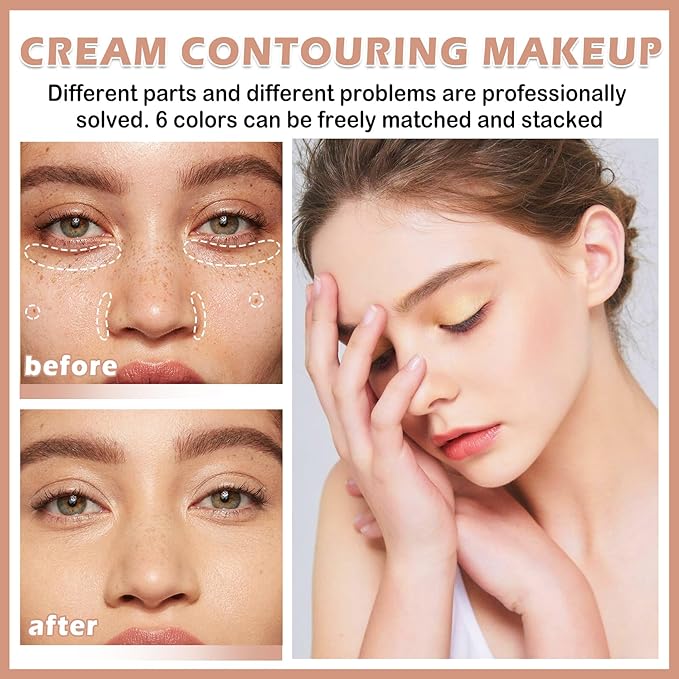 Cream Color Correcting Concealer Makeup Palette Cream Foundation Palette for Dark Circles Professional Concealer Full Coverage Face Contour Makeup Palette with Brush-01 Color Correcting