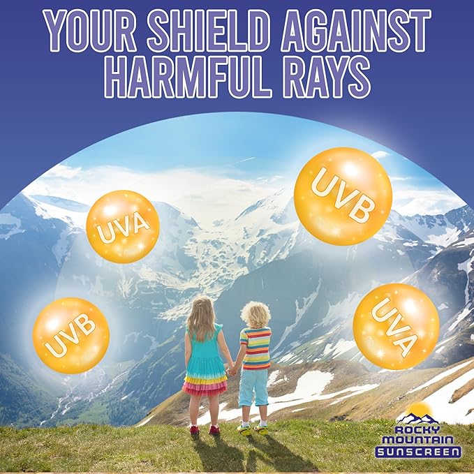 KIDS Rocky Mountain Sunscreen Broad Spectrum | UVA/UVB Protection | Hawaii 104 Reef Act Compliant (Oxybenzone & Octinoxate Free) | Water Resistant 80 Min. | Fragrance Free | Quart With Pump (32 Fl Oz)