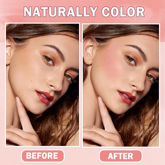 Cream Blush Stick with Sponge 3 in 1 Multi-Use Blush Makeup Stick Long Lasting Waterproof Natural Matte Cream Blush Stick for Cheeks, Lips and Eyes - Rose Red