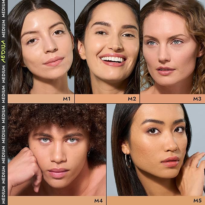 COVER FX Power Play Foundation - Shade M1 - Buildable Full Coverage - Waterproof Sweat-Proof Transfer-Proof - Natural Matte Finish - All Skin Types