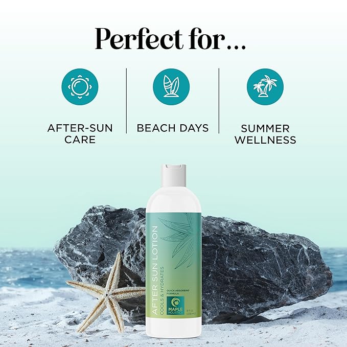 After Sun Lotion with Aloe Vera - Ultra Cooling Aloe Vera Lotion for Sunburn Hydration with Cocoa Butter & Rosehip Oil - Hydrating Aloe Lotion After Sun Moisturizer for Dry Skin with Hyaluronic Acid