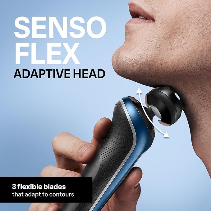 Braun Electric Shaver for Men, Series 6 6177cc, Wet & Dry Shave, Turbo & Gentle Shaving Modes, Foil Shaver, Blue