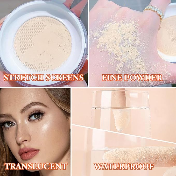 Loose Setting Face Powder,Loose Powder Lightweight & Breathable Women（Natural）