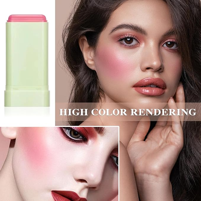 Cream Blush Stick with Brush,Waterproof Multi Cream Blush Skin A