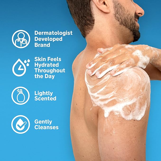 Lubriderm Daily Moisture Body + Face Wash, Hydrating Body Wash + Moisturizing Facial Cleanser with Pro-Ceramide & Shea Butter to Gently Cleanse, Light Fragrance & Hypoallergenic, 16 fl. oz