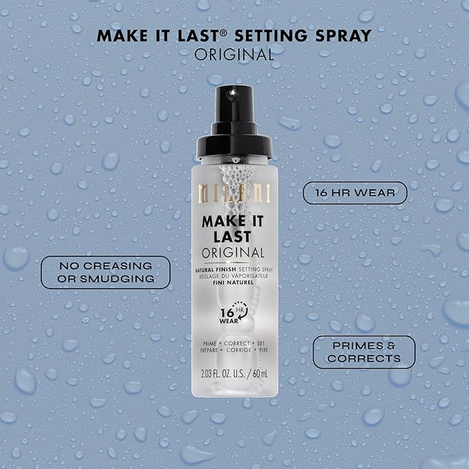 Milani Make It Last Original - Natural Finish Setting SPray - 3-in-1 Setting Spray and Primer- Prime + Correct + Set - Makeup Finishing Spray and Primer - Long Lasting Makeup Primer and Spray - 2 Pack
