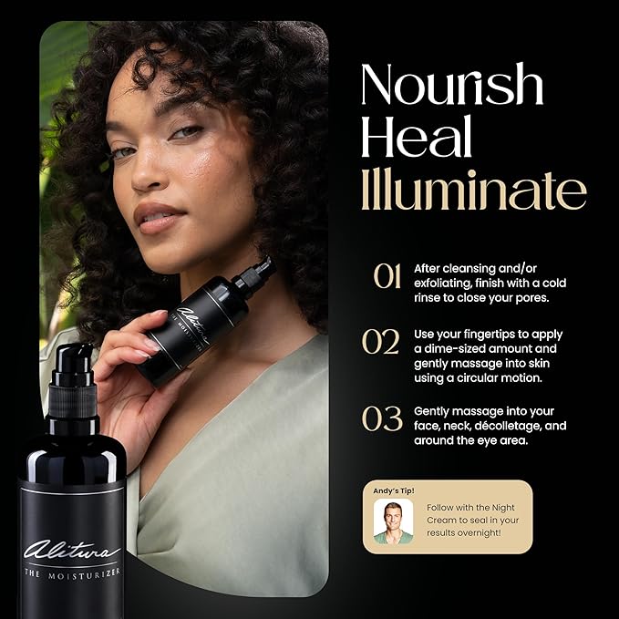 Alitura Naturals Face Moisturizer for Men & Women – 50ml Daily Hydrating Cream with Aloe Vera, Bee Propolis, Sea Buckthorn, & Honey – Anti-Aging, Soothing, Non-GMO, USA Made