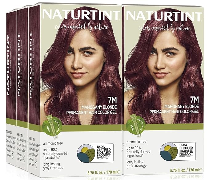 Naturtint 7M Mahogany Blonde Permanent Hair Color (Pack of 6), Ammonia Free, Vegan, Cruelty Free, up to 100% Gray Coverage, Long Lasting Results (Packaging may vary)